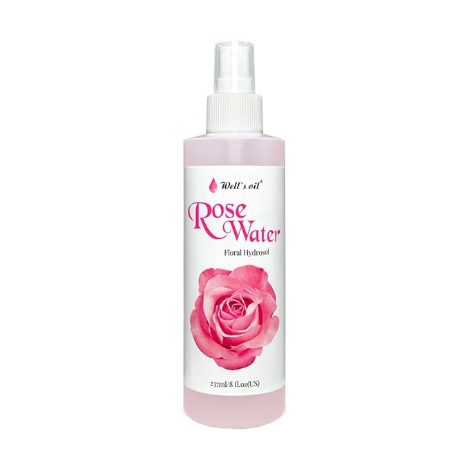 Well's Oil Rosewater Mist Spray (8 Fl oz) – Hydrates, Soothes & Refreshes | 100% Natural | No Chemical | for All Skin and Hair Types