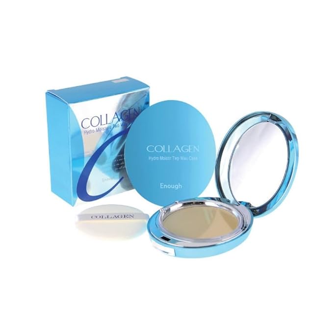 Enough Collagen Hydro Moisture Two Way Cake SPF25 PA++ (including Refill) - Lightweight Hydrating Powder Foundation with Refill - Korean Beauty Essential (23)