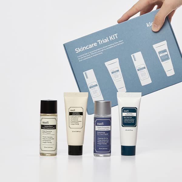 [DearKlairs] Skincare Trial Kits, 4 minis, cleansing oil, cleanser, toner, cream, Travel must haves, Gifts for Women, Stocking Stuffers for adults