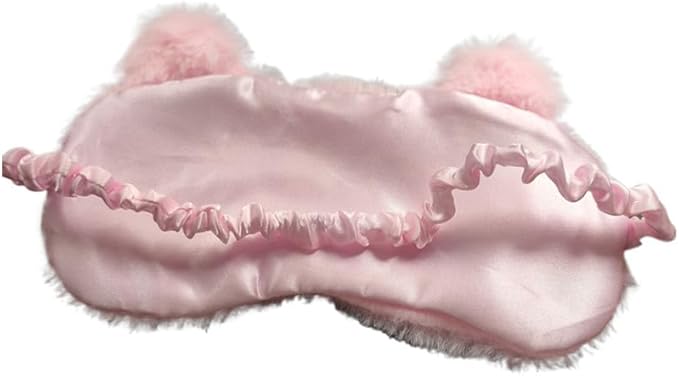 Cute Soft Plush Cat Sleeping Mask for Women Girls, Cute Animal Sleep Eye Cover Mask Eye Funny Blindfold Eyeshade for Night Nap Travel (Pink)