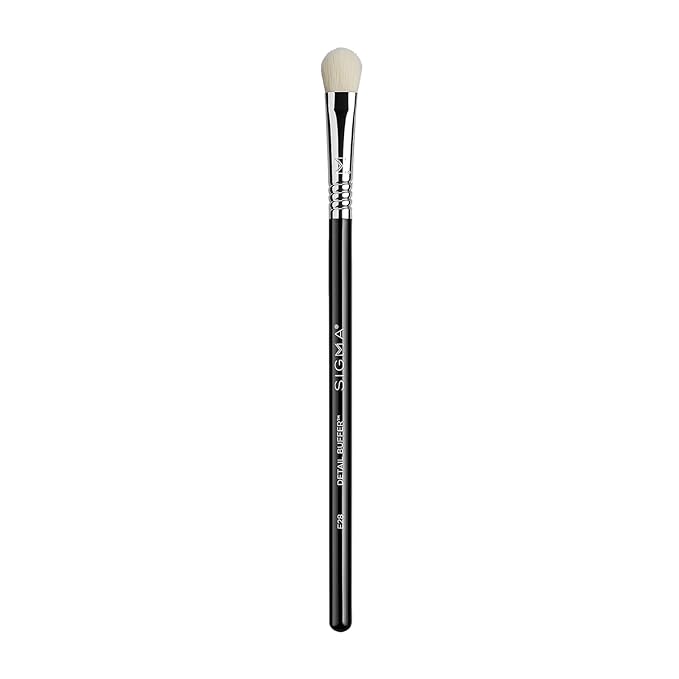 Sigma Beauty Professional E28 Detail Buffer Brush – Professional Eyeshadow Brush for Seamless Cream or Liquid Eyeshadow Blending, Packing on Metallic Shades & Highlighting the Brow Bone (1 Brush)