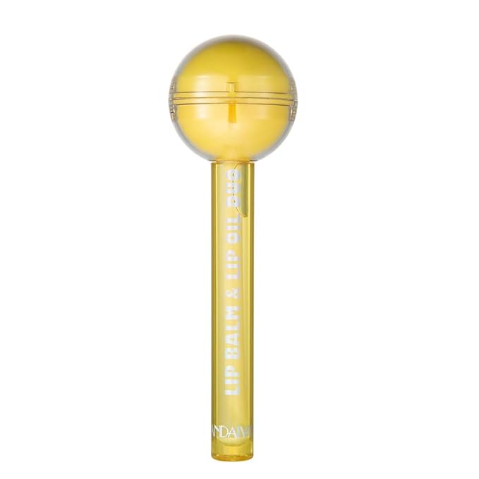 Tinted Lip Balm Lollipop Lip Gloss, Magic pH Color Changing Pink Lipstick & Vitamin E Clear Lip Oil Combo, Hydrating Plumping Lip Care Product for Girls (Yellow)