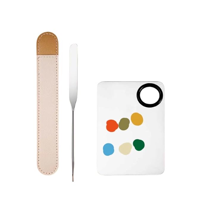Stainless steel make-up spatula and tray set Make-up spatula Foundation stick Special make-up tray Nail art tray Nail art tools, Silver