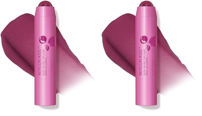 Revlon Lip Balm, Kiss Tinted Lip Balm, Face Makeup with Lasting Hydration, SPF 20, Infused with Natural Fruit Oils, 035 Berry Burst, 0.09 Oz (Pack of 2)