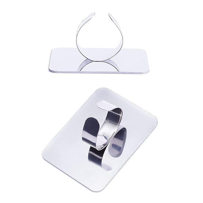Alipis 2Pcs Nail Art Palette Ring, Stainless Steel Makeup Mixing Palette Finger Ring Professional Nail Polish Drawing DIY Art Color Mixing Tools Makeup Supplies
