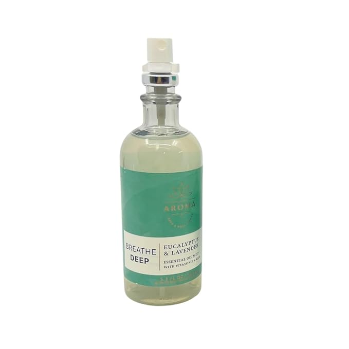 Bath & Body Works Aromatherapy Breathe Deep Eucalyptus & Lavender Gift Set with a Red Bow for Holidays & Gifts – Essential Oil Mist & Body Cream