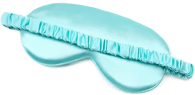 100% Natural Mulberry Soft Silk Sleep Mask, Light Blocking Eye Masks for Sleep, Night Blindfold Eye Mask Cover for Men and Women, Sleeping Night Mask for Travel (Light Blue)