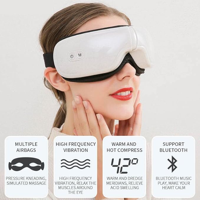 Eye Heat Massager for Relax and Reduce Eye Strain Dark Circle Eye Bags Dry Eye Improve Sleep, Best Gift for Girl Women Family