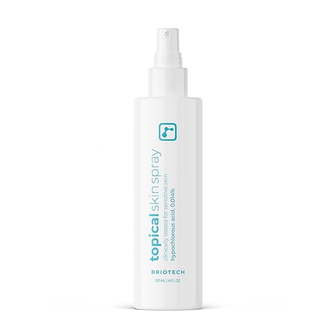 BRIOTECH Topical Skin Spray, Hypochlorous Acid Spray for Sensitive Skin, HOCl Facial Mist, Full Body Support Against Irritation, Calm Redness, Soothe Foot & Scalp, 4 oz
