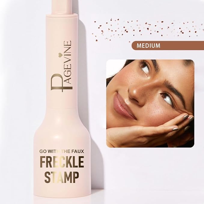 Upgrade Freckle Pen Stamp– Waterproof Faux Fake Freckles Makeup Tool, Natural-Looking Freckle Maker & Spray with Multi-Prong Precision Stamp Head, Long-Lasting Sunkissed Makeup (MEDIUM)