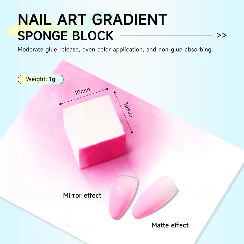 Nail Sponges Set for Ombre Gel,Nail Art Tools Set-50Pcs Colorful Nail Sponges With Gold Grabbing Pen Transparent Plastic Storage Box Cleaning Solution Used to Store Nail Art Tools