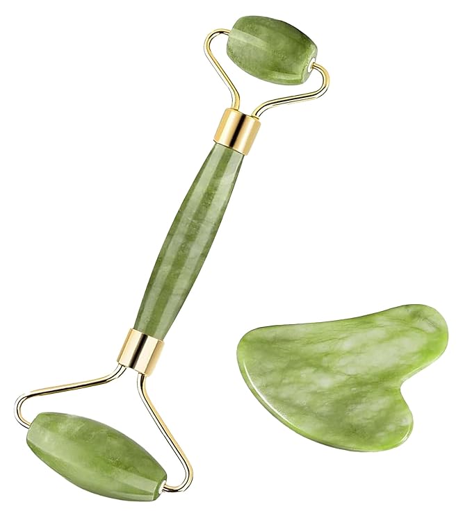 Gua Sha & Jade Roller Facial Tools Face Roller and Gua Sha Set by Easy to Clean could Promote Blood Circulation Reduce Puffiness Suitable for Skin Care Routine Puffiness and Wrinkles