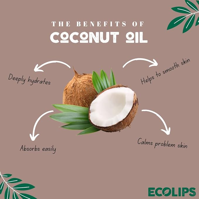 Eco Lips LipScrub Sugar Scrub Sticks - Brown Sugar & Vanilla Bean - 100% Natural Lip Care Treatment with Organic Sugar and Coconut Oil - Gently Exfoliate & Polish Dry, Flaky Lips, 100% Edible