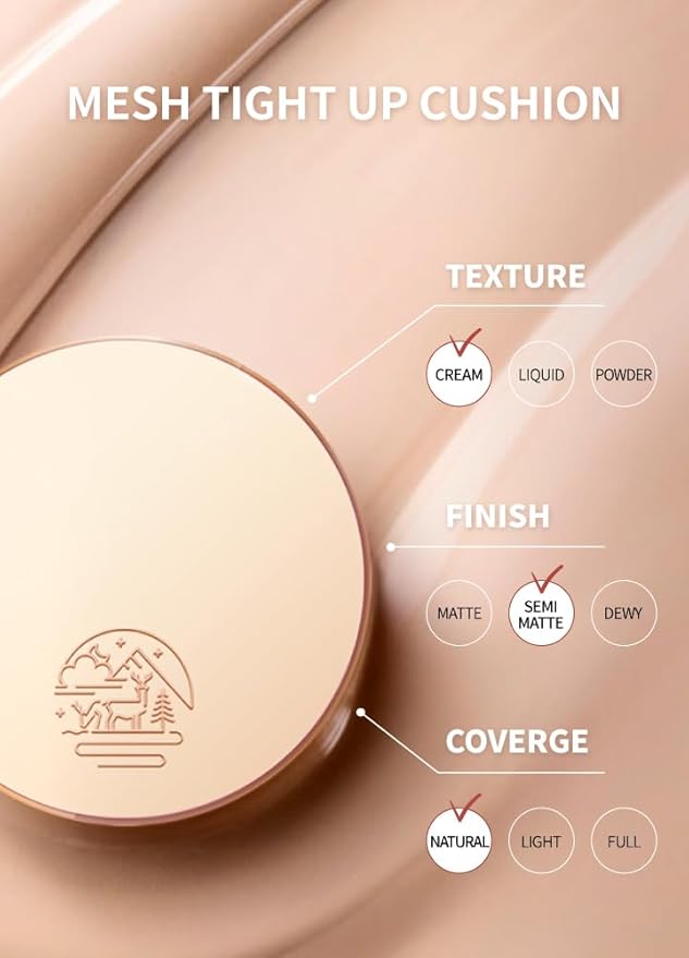 Mesh tight up cushion foundation 03, medium beige, Korean compact foundation, natural coverage, glow, sweat proof makeup, long lasting, all skin type