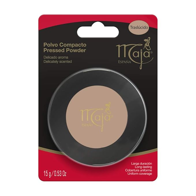 Traslucido Maja Pressed Powder| Delicately Scented Pressed Powder, Mirror and Tassel Compartment for Flawless Skin; 0.53 Ounces