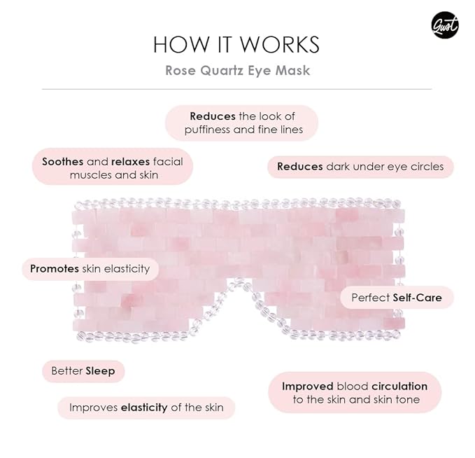 [glowiest] Rose Quartz Eye Mask: 100% Real Stone Eye Mask to improve Fine Lines, Puffiness and Irritation | For Hot & Cold Anti-Aging Therapy