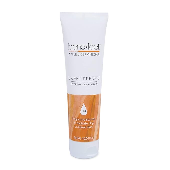 Benefeet Sweet Dreams Overnight Foot Repair - Night Cream for Detox, Moisturize & Soften Dry Cracked Skin, With Apple Cider Vinegar, Turmeric & Borage Oil, 4oz