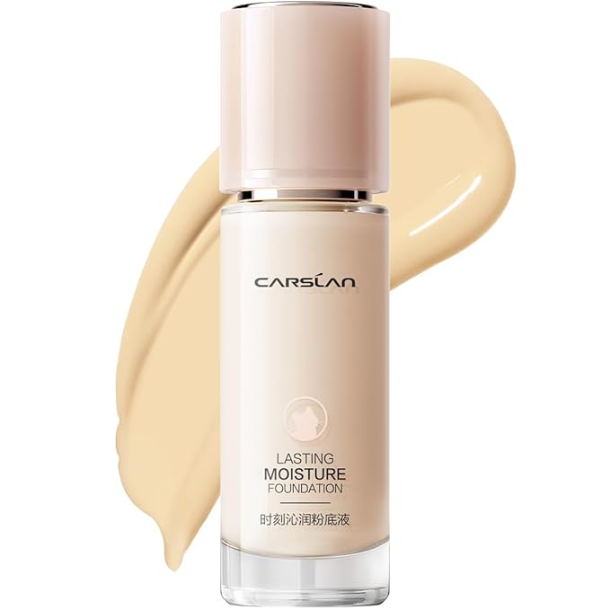 Lasting Moisture Foundation, 24H Longlasting Medium Coverage Dewy Finish Face Makeup, Poreless, Lightweight, Hydrating Liquid Foundation For Dry Skin, W01