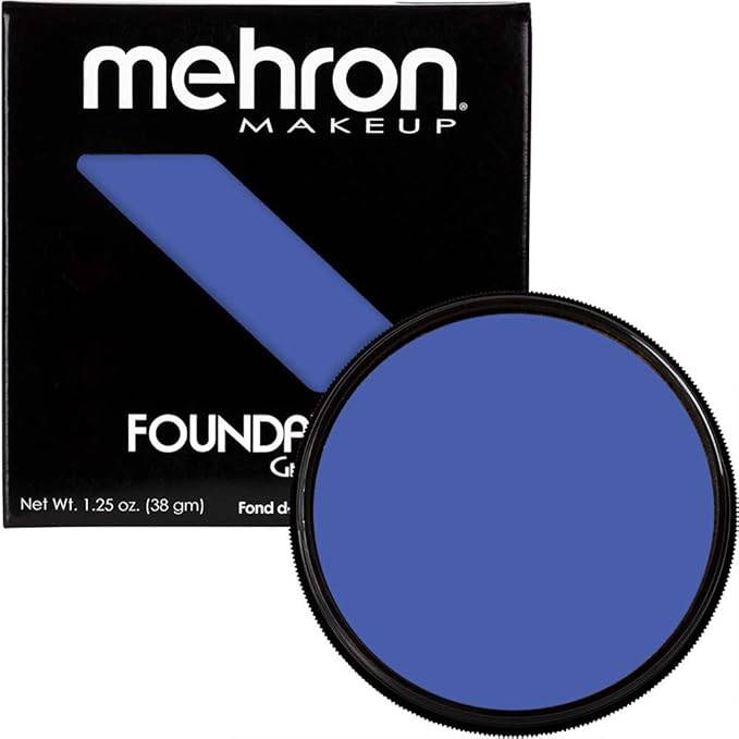 Mehron Makeup Foundation Greasepaint | Stage, Face Paint, Body Paint, Halloween Makeup 1.25 oz (38 g) (BLUE)