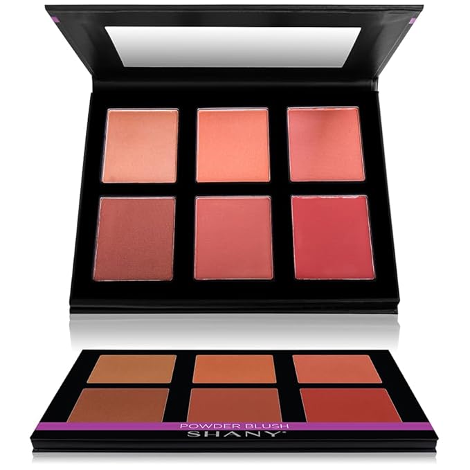 SHANY Shimmer & Matte Powder Blush Makeup Palette with Mirror - 6 Color Makeup Blush Palette - BLUSH