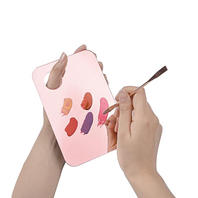 6 Pcs Acrylic Cosmetic Makeup Palette Tray Foundation Spatula Makeup Mixing Palette Apply for Foundation Eye Shadow Lipsticks Nail Art Beauty Salon