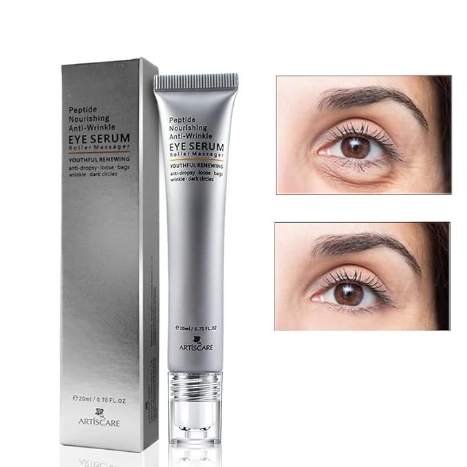 Eye Peptide Serum Eye Massage Roller Nourishing Relieve Loose Eye Bags Dark Circles Eye Skin Care Under Eye Cream for Fine Wrinkles and Puffiness Daily Skincare(Nourishing Grey)