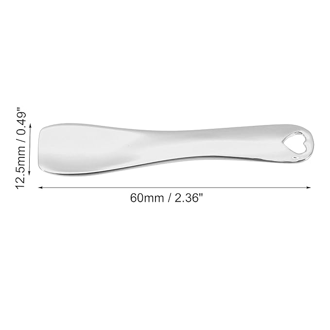 VOCOSTE 3 Pcs Makeup Spatula Mini Spoon, Eye Cream Massage Sticks Beauty Scoop, for Facial Cosmetic Face Cream, Heart Shape 2.36"x0.49", Silver Tone