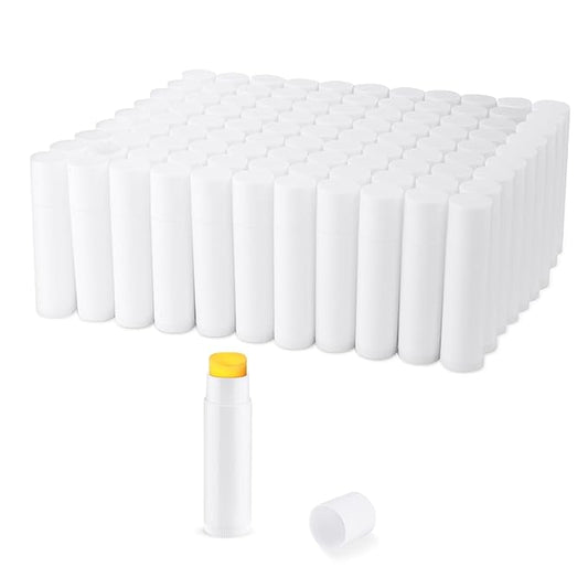 100 Pcs 5.5ml Bulk Empty Lip Balm Tubes Refillable Plastic Lip Gloss Container Travel Lipstick Tubes Chapstick Tubes Holder For DIY Homemade Lip Balm (white)