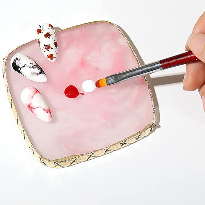 Square Nail Art Palette Painting Makeup Palette Tray Cosmetic Nail Gel Polish Colors Mixing Pallet Pink