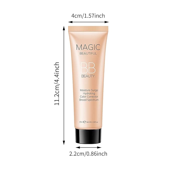 Sulily 2 Pcs BB Cream Full Coverage Foundation,Hydrating Natural Flawless Concealer, Clean Nude Makeup Base,Color Correcting Oil-Free BB Cream(ivory)
