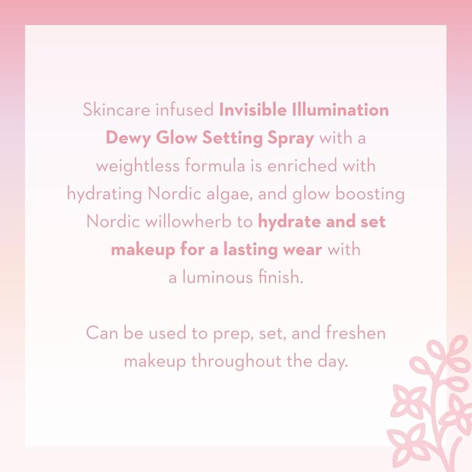 Lumene Invisible Illumination Dewy Glow Setting Spray - Facial Spray for All Skin Types - Makeup Primer & Dewy Setting Spray - Refreshing Face Mist (3.4 fl oz)