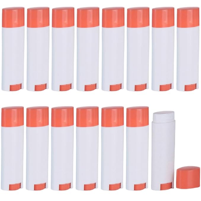 5ml 25Pcs Empty Oval Deodorant Lip balm Tubes Containers Twist-up Refillable Containers for Lipstick,Chapstick,Homemade Lip balm,DIY Deodorants(Pink White)