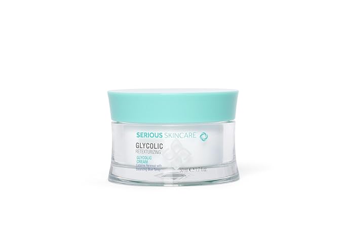 Serious Skincare Glycolic Skin Renewal Set - Retexturizing Serum - Facial Moisture Cream - Face Wash Cleanser - Balancing Blue Tansy Extract - Improve Appearance of Lines, Wrinkles and Enlarged Pores