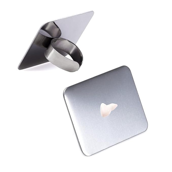Alipis 2Pcs Nail Art Palette Ring, Stainless Steel Makeup Mixing Palette Finger Ring Professional Nail Polish Drawing DIY Art Color Mixing Tools Makeup Supplies