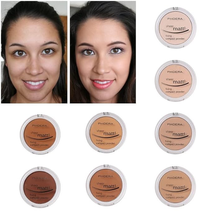 2 Pack Matte Face Powder, Control Oil Brighten Skin Color Cover Blemish Makeup Face Setting Setting Powder Foundation。204- Buff Beige