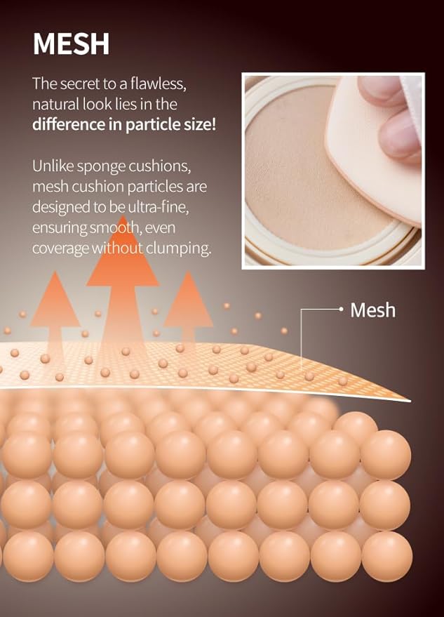 Mesh tight up cushion foundation 03, medium beige, Korean compact foundation, natural coverage, glow, sweat proof makeup, long lasting, all skin type