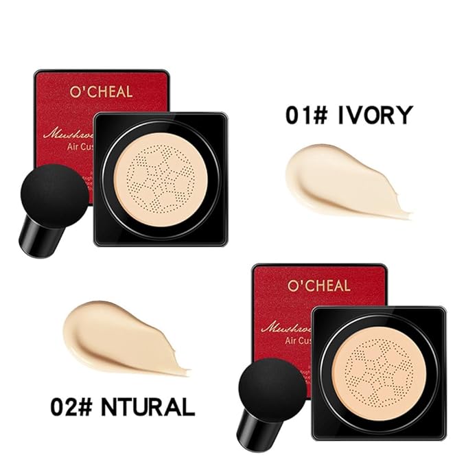 GL-Turelifes Mushroom Head Air Cushion CC Cream Foundation Water Feeling Flawless BB Cream Moisturizing Oil Control,lightweight & Smoothing Natural Face Concealer (H-02 Natural, 0.53 Oz)