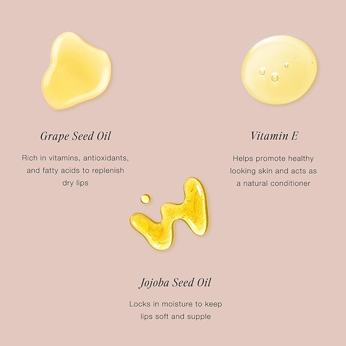 Jouer Essential Tinted Hydrating Lip Oil Gloss – Moisturizing Dry Lip Treatment Serum - Fragrance Free Tinted Lip Oil - Jojoba Seed Oil and Apricot Oil Formula