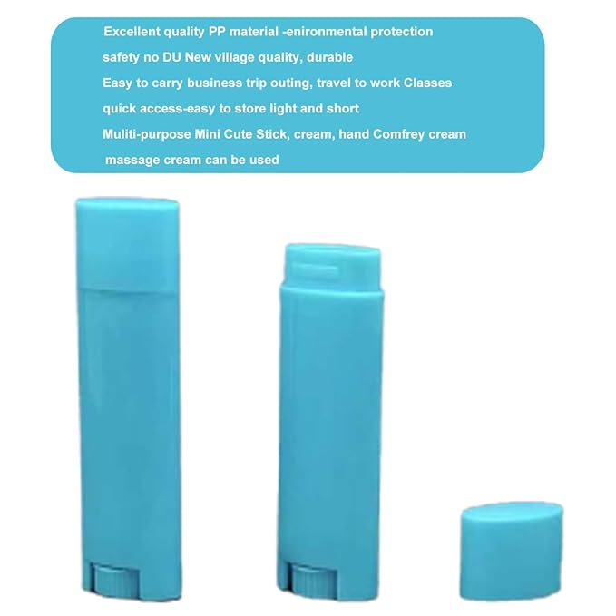 5ml 25Pcs Empty Oval Deodorant Lip balm Tubes Containers Twist-up Refillable Containers for Lipstick,Chapstick,Homemade Lip balm,DIY Deodorants(Sky Blue)