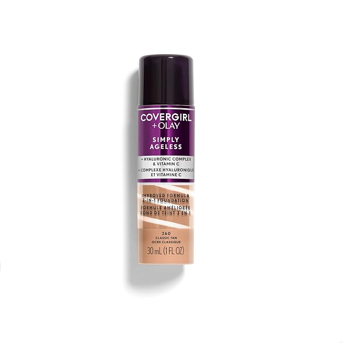 COVERGIRL & Olay Simply Ageless 3-in-1 Liquid Foundation, Classic Tan, 1 Fl Oz (Pack of 1)