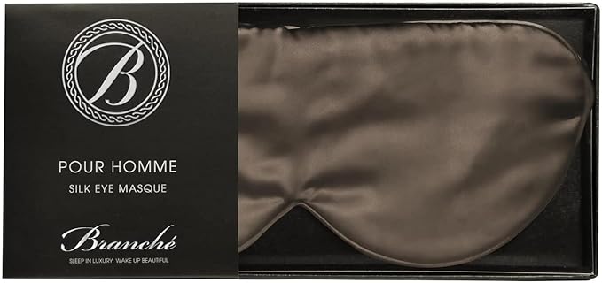 Branche Beauty Silk Eye Mask Pour Homme - Stylish 100% 6A Silk 22 Momme Sleep Mask, Eye Cover, Shade Blindfold Sleeping Mask for Luxury Sleep for Men Gifts for Him (Driftwood)