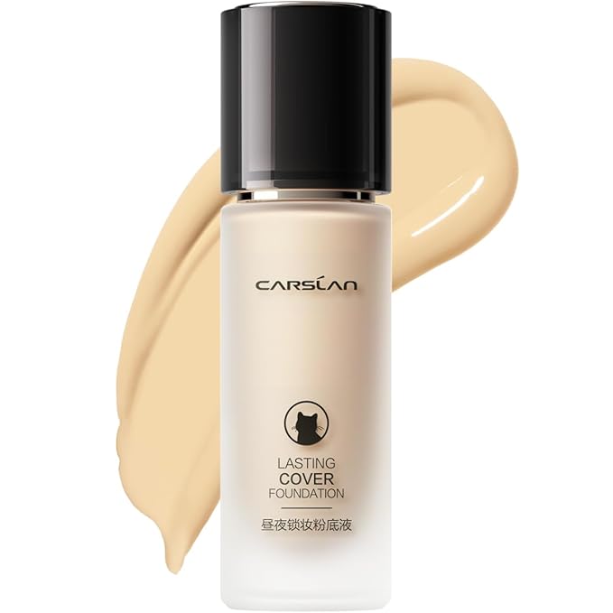 Lasting Cover Foundation, 24H Longlasting Full Coverage Matte Finish Face Makeup, Poreless, Lightweight, Waterproof, Oil Free Liquid Foundation, W01