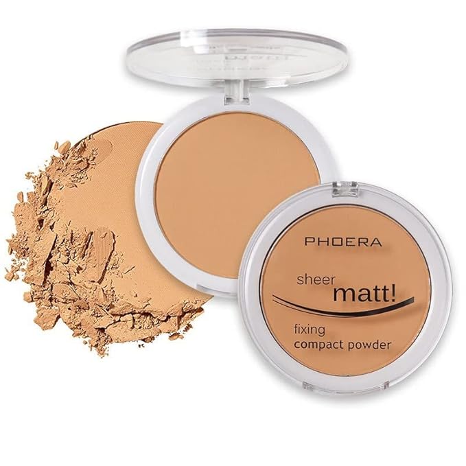 2 Pack Matte Face Powder, Control Oil Brighten Skin Color Cover Blemish Makeup Face Setting Setting Powder Foundation。205# Golden Beig