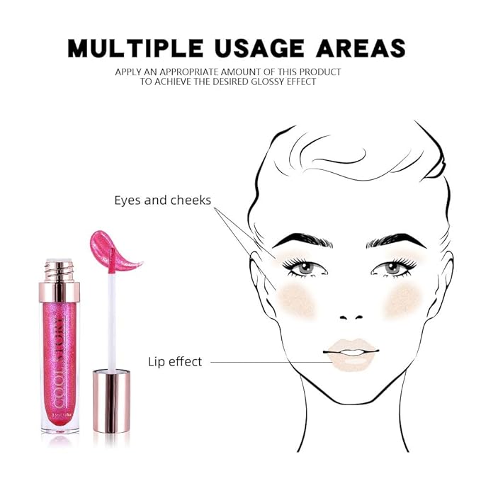 GECOMO Colorful Explosive Pearlescent Lip Gloss 3D Multifunctional Fine Glitter Chameleon Lip Gloss Polarized Diamond Makeup,Magic Big Brush Color Changing Lip Oil(105# BLUISH PURPLE FLASH)