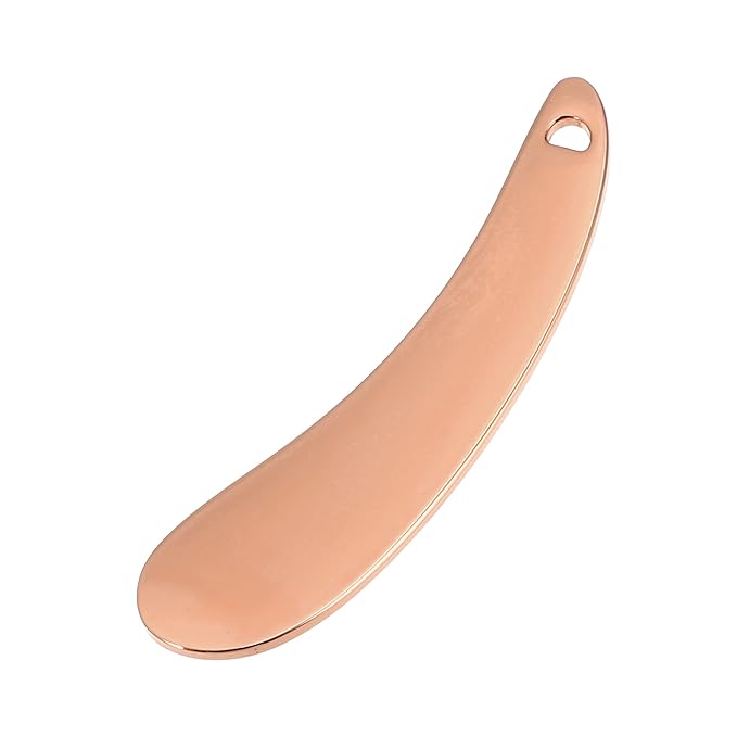 VOCOSTE 4 Pcs Makeup Spatula Mini Spoon, Eye Cream Massage Sticks Beauty Scoop, for Facial Cosmetic Face Cream, Moon Shape 2.13"x0.51", Rose Gold Tone