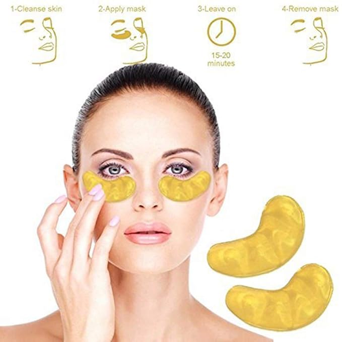50 Pairs 24K Gold Eye Mask Powder Crystal Gel Collagen Natural Eye Pads For Anti-Aging & Moisturizing Reducing Dark Circles, Puffiness, Wrinkles