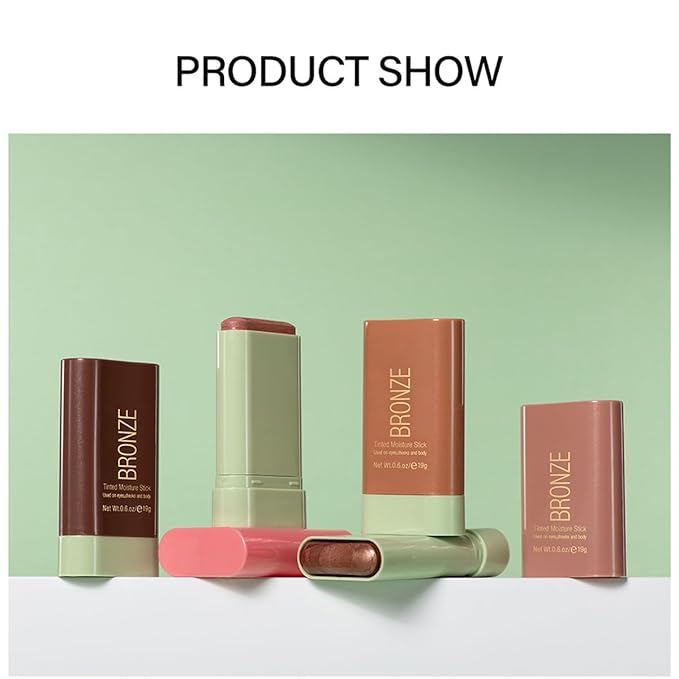 Multi-Purpose Makeup Blush Stick, 3-in-1 Beauty Tinted Solid Blush Stick For Cheeks, Lips And Eyes Waterproof Natural Cream Blush Stick With Long-Lasting Moisturizing Formula (#1Warm Glow)