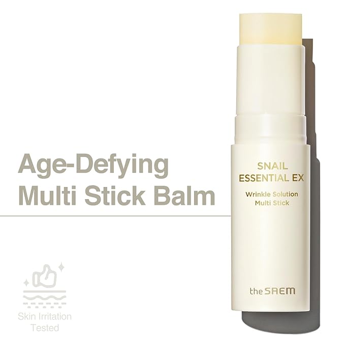 THESAEM Snail Essential EX Wrinkle Solution Multi-Purpose Balm Stick – Anti Aging & Moisturizing – Face & Eye Treatment – With Snail Collagen & Honey for Moist Glow, 0.4oz. 2 Pack