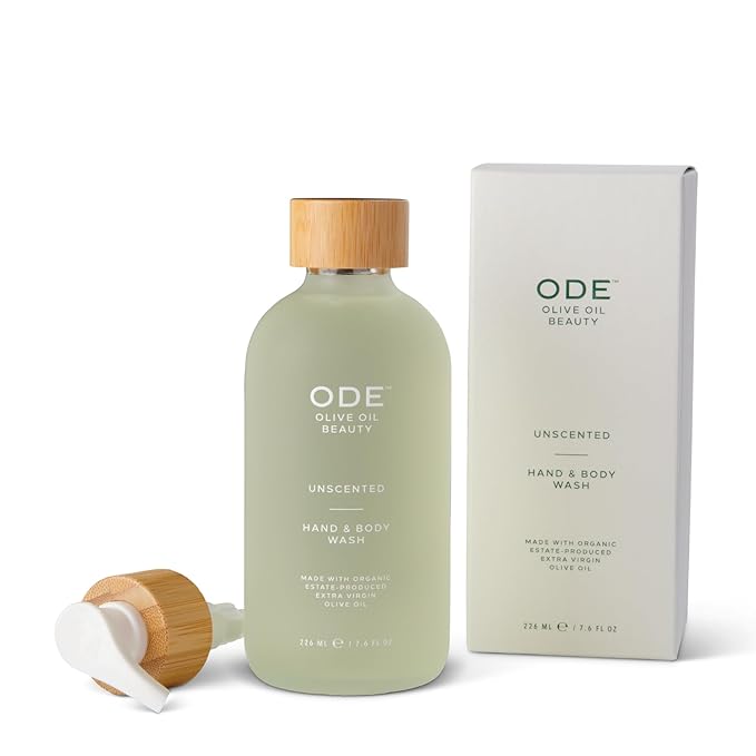 McEvoy Ranch Unscented Hand & Body Wash (2-pack) by ODE Olive Oil Beauty, Organic EVOO, California Made, Nourishing Foaming Wash