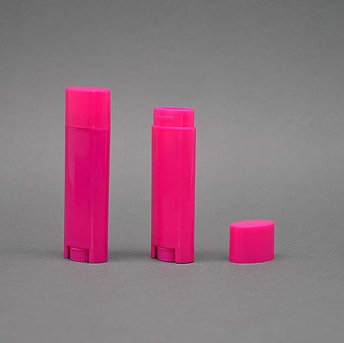 5ml 50Pcs Empty Oval Deodorant Lip balm Tubes Containers Twist-up Refillable Containers for Lipstick,Chapstick,Homemade Lip balm,DIY Deodorants(Hot Pink)
